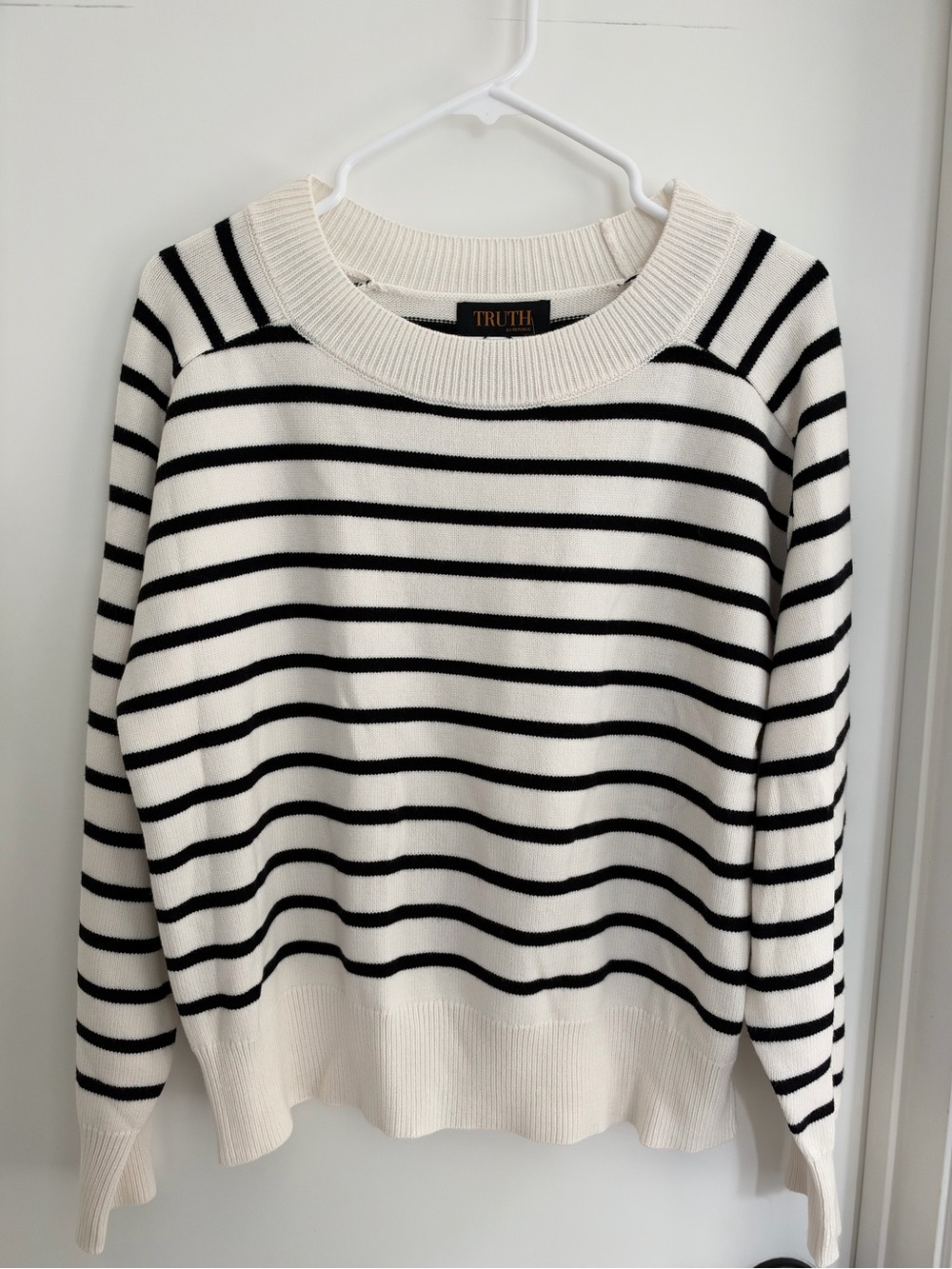 Truth Black & White Striped Crewneck Sweater
